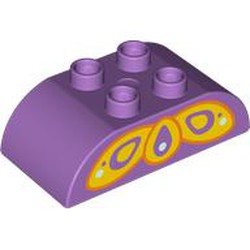 LEGO part 98223pr0040 Duplo Brick 2 x 4 Curved Top with print in Medium Lavender