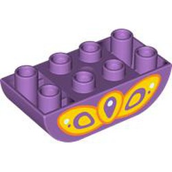 LEGO part 98224pr0015 Duplo Brick 2 x 4 Curved Bottom with print in Medium Lavender