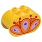 Duplo Brick 2 x 4 x 2 Rounded Ends with Orange Flower Print