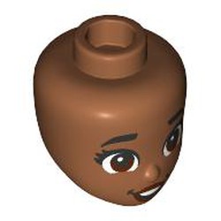 LEGO part 92198pr0067 Minidoll Head with print in Sienna Brown