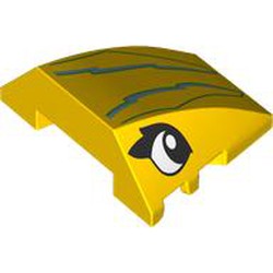 LEGO part 64225pr0021 Wedge Curved 4 x 3 No Studs with print in Bright Yellow/ Yellow