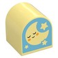 Duplo Brick 2 x 2 x 2 Curved Top with Bright Light Yellow Sleeping Moon, Stars on Bright Light Blue Background print