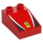 Duplo Brick 3 x 2 Slope 33° with Black and White Panels, Yellow Ferrari Logo print