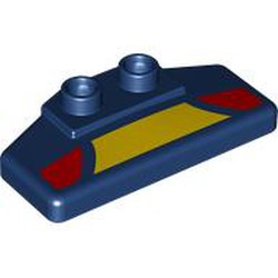 LEGO part 110606pr0008 Duplo Car Wing 2 x 4 x 1 / 2 with print in Earth Blue/ Dark Blue