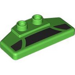 LEGO part 110606pr0004 Duplo Car Wing 2 x 4 x 1 / 2 with print in Bright Green