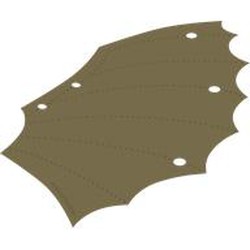 LEGO part 110629pr0001 Cloth Wing 12 x 20 Right with Dark Grey Stitches print in Brick Yellow/ Tan