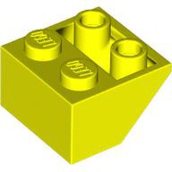 LEGO part 3660 Slope Inverted 45° 2 x 2 [Ovoid Bottom Pin, Bar-sized Stud Holes] in Vibrant Yellow