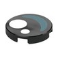 Tile Round 2 x 2 with White Circles, Medium Blue Crescent Shape / Eye print