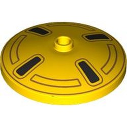 LEGO part 35394pr0006 Dish 4 x 4 with print in Bright Yellow/ Yellow