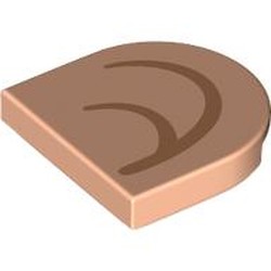 LEGO part 5520pr0001 Tile Round 2 x 2 Half Circle with print in Light Nougat