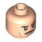 Minifig Head Charlie Swan, Black Eyebrows, Moustache, Cheek Lines, Neutral/Stern