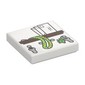 Tile 2 x 2 with Dark Brown Shelf, White Letters, Keys on Hooks, Sunflower Lanyard print