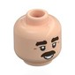 Minifig Head Nigel Mansell, Thick Dark Brown Eyebrows, Moustache, Smile, Teeth
