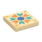 Tile 2 x 2 with Dark Turquoise/Orange Chevrons, Bright Light Orange Diamond, BlieStar print