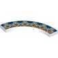 Tile 4 x 4 Curved, Macaroni with Floor Tile Decoration, Blue Stars, Bright Light Orange Squares/Triangles print