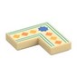 Tile 2 x 2 Corner with Blue Star, Orange/Bright Light Orange Squares, Dark Turquoise Line print