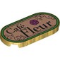 Tile Round 2 x 4 with 'Café Fleur' on Nougat Background, Green Stained Glass Border print