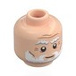 Minifig Head Leonardo Da Vinci, Thick White/Light Bluish Grey Eyebrows, Beard, Wrinkles