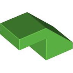 LEGO part 28192 Slope 45° 2 x 1 with 2/3 Inverted Cutout and no stud in Bright Green