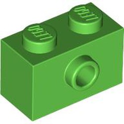 LEGO part 86876 Brick Special 1 x 2 with 1 Center Stud on 1 Side in Bright Green