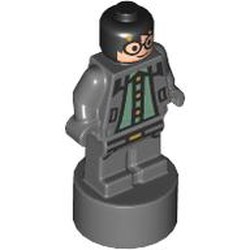 LEGO part 90398pr0072 Minifig Trophy Statuette with print in Dark Stone Grey / Dark Bluish Gray