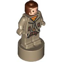 LEGO part 90398pr0067 Minifig Trophy Statuette with print in Sand Yellow/ Dark Tan