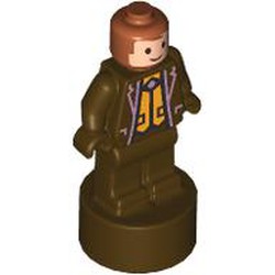 LEGO part 90398pr0069 Minifig Trophy Statuette with print in Dark Brown