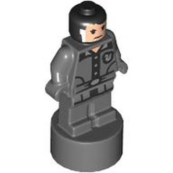 LEGO part 90398pr0071 Minifig Trophy Statuette with print in Dark Stone Grey / Dark Bluish Gray