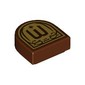 Tile Round 1 x 1 Half Circle with Reddish Brown 'W' on Gold Background print