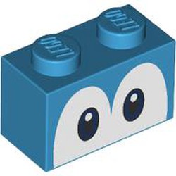 LEGO part 3004pr0009 Brick 1 x 2 with print in Dark Azure