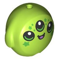 LEGO part 6330pr0007 Pillow Plush Toy with Alien Face, 3 Eyes, Green Spots print in Bright Yellowish Green/ Lime