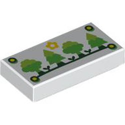 LEGO part 3069bpr9934 Tile 1 x 2 with print in White