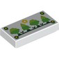 Tile 1 x 2 with Nails, Sun, Bright Green/Lime Trees on Dark Green Ground print