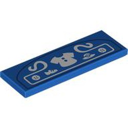 LEGO part 69729pr0011 Tile 2 x 6 with print in Bright Blue/ Blue