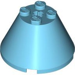 LEGO part 3943b Cone 4 x 4 x 2 with Axle Hole [Plain] in Medium Azure