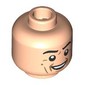 Minifig Head Dr. Alan Grant, Black Eyebrows, Nougat Wrinkles, Open Mouth Annoyed/Black Sunglasses with Gold Frame