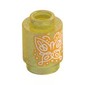 Brick Round 1 x 1 Open Stud with Orange Butterfly Print