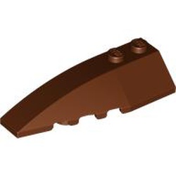LEGO part 10005830 LEFT SHELL 2X6, W/ BOW AND ANGLE in Reddish Brown