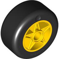 LEGO part 6115pat0001 Wheel 30 x 20 with Black Tire Pattern in Bright Yellow/ Yellow