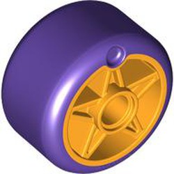 LEGO part 6278pat0003 Wheel 24 x 20 Size with Dark Purple Tire Pattern in Flame Yellowish Orange/ Bright Light Orange