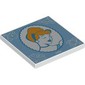 Tile 4 x 4 with Classic Cinderella Portrait on White Background, Bright Light Blue Border print