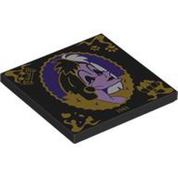 Tile 4 x 4 with Dark Purple/Lavender Cruella De Vil Portrait, Gold Border, Symbols, '1961' print