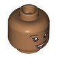 Minifig Head Nani, Black Eyebrows, Nougat Lips, Open Mouth Smile/Lopsided Grin