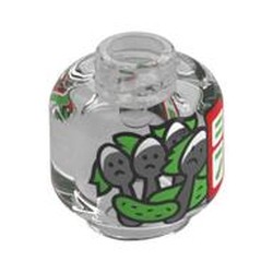 Minifig Head with Pickles, Spoons with Faces in Jar, Red Label print