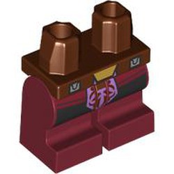 LEGO part 37364c10pr0001 Hips and Dark Red Medium Legs with print in Reddish Brown