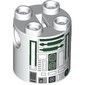 Brick Round 2 x 2 x 2 Robot Body, Axle Holder '+' Orientation with Dark Green Astromech Droid Print (R4-P44)