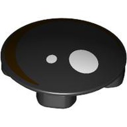 LEGO part 2654pr0009 Plate Round 2 x 2 with Rounded Bottom with White Circles / Eye print in Black