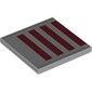 Tile 4 x 4 with Dark Red Rectangles, Dark Bluish Grey Lines print
