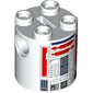 Brick Round 2 x 2 x 2 Robot Body, Axle Holder '+' Orientation with Red and Dark Blue Astromech Droid Print (R5-D4)