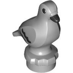 LEGO part 7188pat0001 Animal, Bird, Pigeon with Black Beak, Feathers pattern in Medium Stone Grey/ Light Bluish Gray